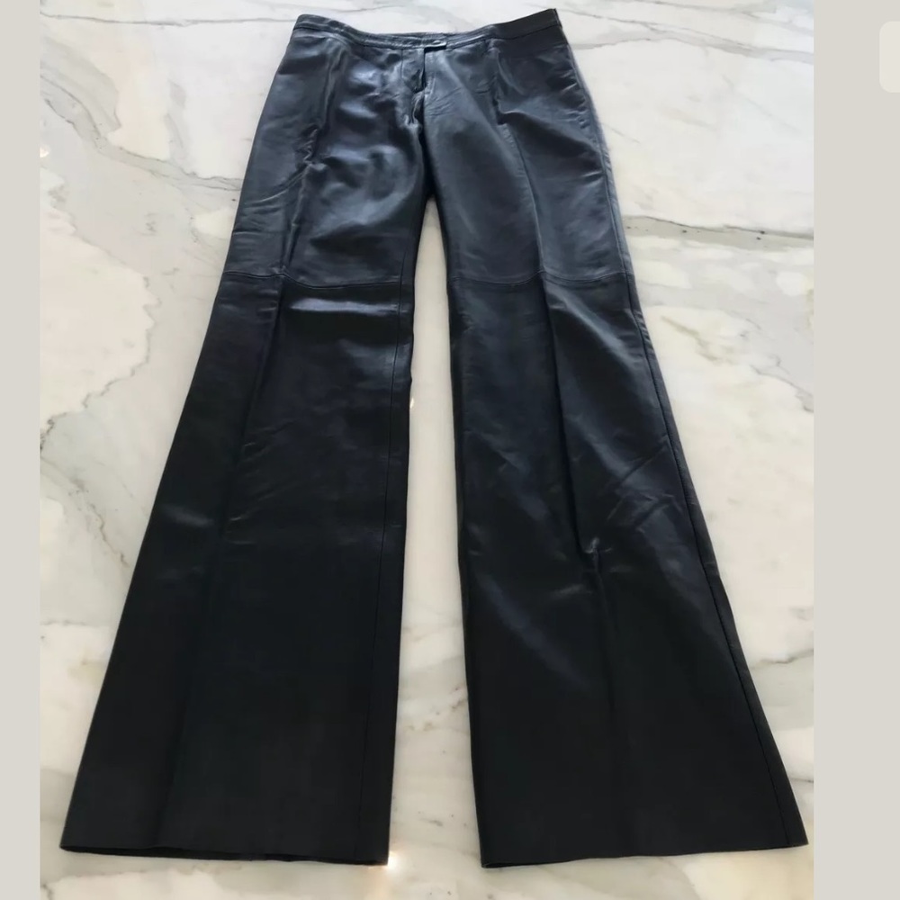 NEIL BARRETT BLACK LEATHER BOOTCUT PANTS SIZE SMALL